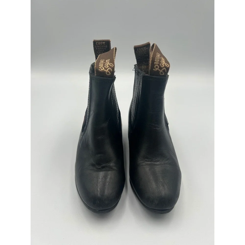 Botines Laryin Kids Black Leather Western Chelsea Pull On Boots Size 12.5